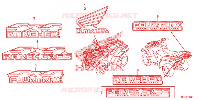 EMBLEEM/STREEP (2) Honda ATV 420 FOURTRAX 2012  TRX420FPEC