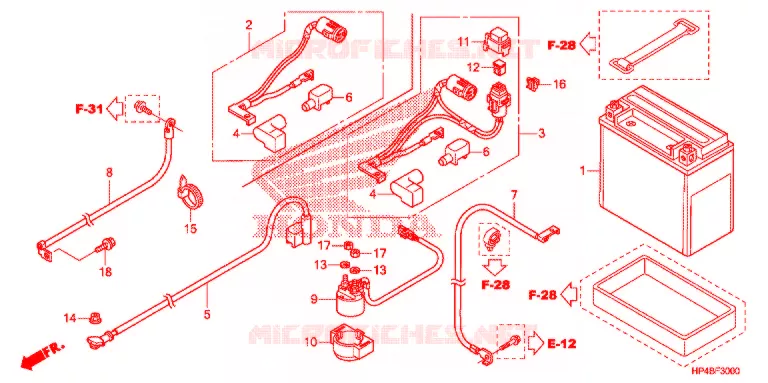 BEDRADINGSBUNDEL/ACCU Honda ATV 420 FOURTRAX 2012  TRX420FPEC