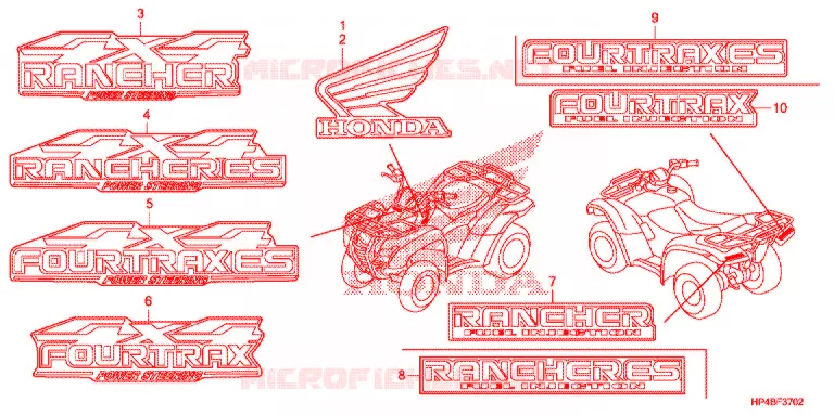 EMBLEEM/STREEP (3) Honda ATV 420 FOURTRAX 2012  TRX420FPEC