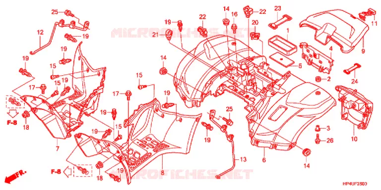 ACHTER STROOMLIJNKAP Honda ATV 420 FOURTRAX 2012  TRX420FPMC