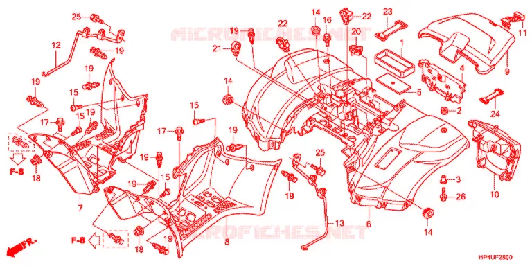 ACHTER STROOMLIJNKAP Honda ATV 420 FOURTRAX 2012  TRX420TMC