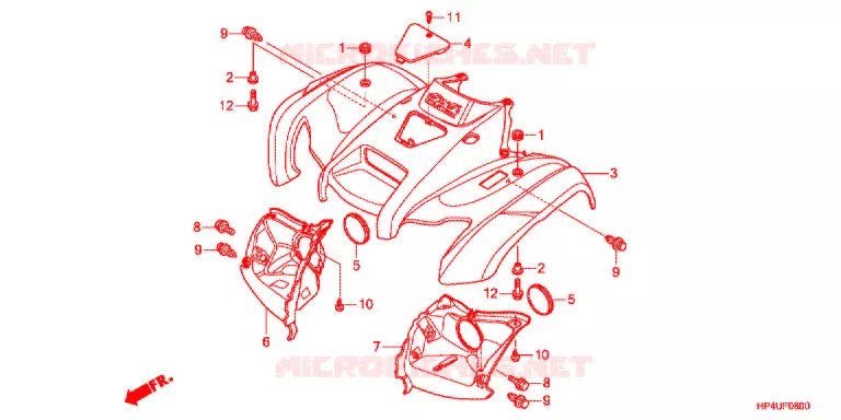 VOORSPATBORD Honda ATV 420 FOURTRAX 2012  TRX420TMC
