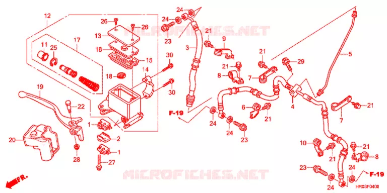VOOR REM HOOFD CILINDER Honda ATV 500 FOURTRAX 2012  TRX500FPEC