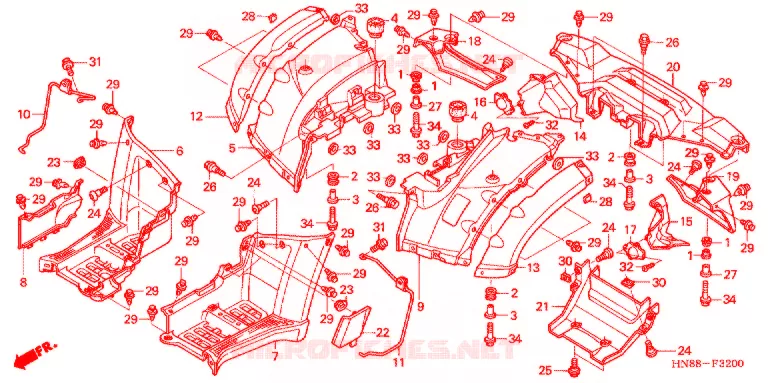 ACHTER STROOMLIJNKAP Honda ATV 680 FOURTRAX 2012  TRX680FAC