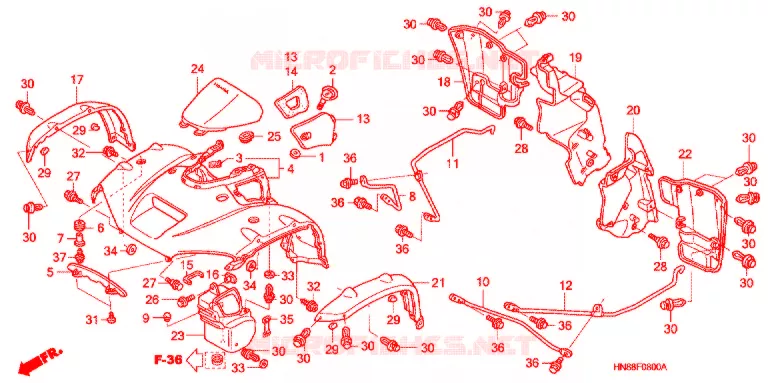 VOORSPATBORD Honda ATV 680 FOURTRAX 2012  TRX680FAC