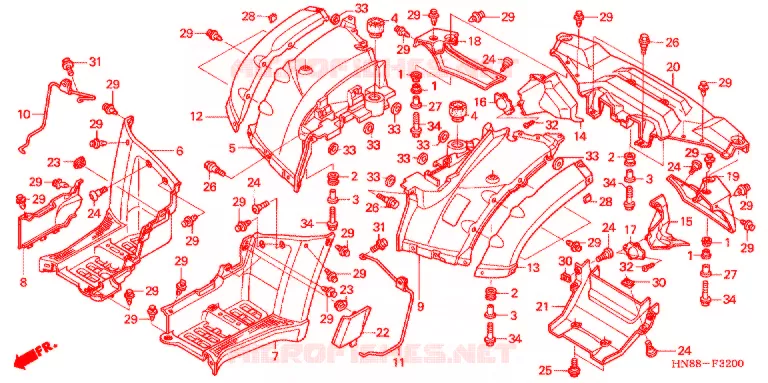 ACHTER STROOMLIJNKAP Honda ATV 680 FOURTRAX 2012  TRX680FAC