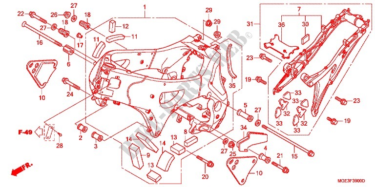 FRAME CHASSIS voor Honda VFR 1200 F 2012