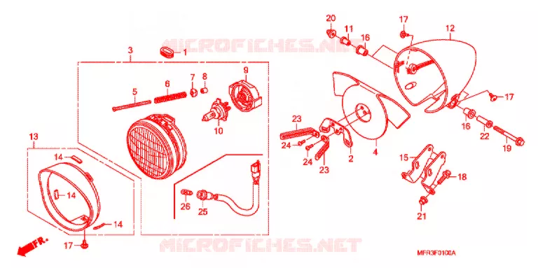 KOPLAMP Honda MOTO 1300 VT 2012  VT1300CXAC