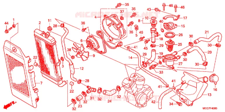 RADIATOR (VT750C2B/C2S/CS/C/CA) Honda MOTO 750 SHADOW 2012  VT750C2BC