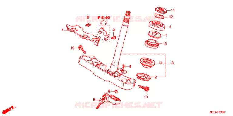 STURING STANG/BOVENSTE BRUG (VT750C2B/CS/C/CA) Honda MOTO 750 SHADOW 2012  VT750CSC