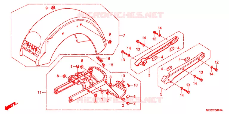 ACHTERSPATBORD  (VT750CS/C/CA) Honda MOTO 750 SHADOW 2012  VT750CSC