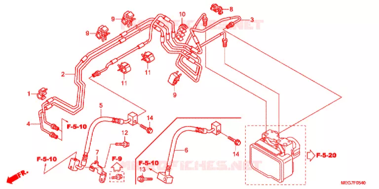 VOOR REM PIJP Honda MOTO 750 SHADOW 2012  VT750CSC