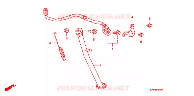 HOOFD STANDAARD/REMPEDAAL Honda MOTO 300 XR 2011  XRE300B