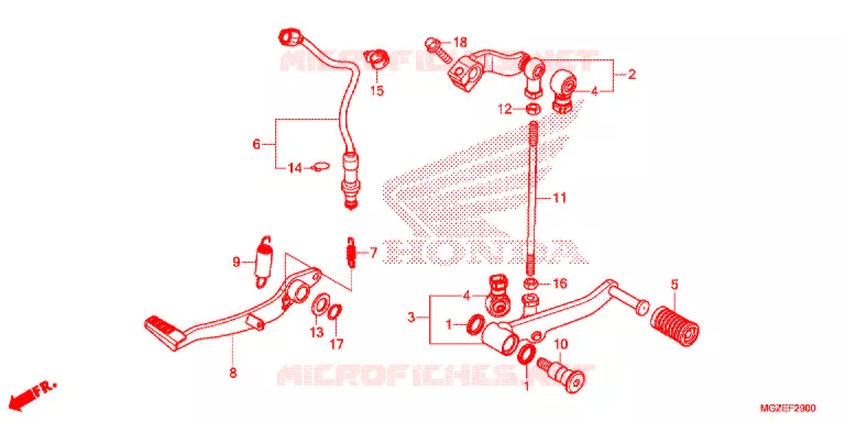 HOOFD STANDAARD/REMPEDAAL Honda MOTO 500 CB 2013  CB500FD