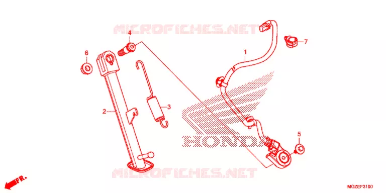 HOOFD STANDAARD/REMPEDAAL Honda MOTO 500 CB 2013  CB500FAD