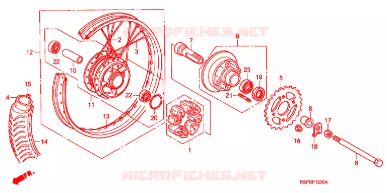 ACHTER WIEL (RAYON/FREIN A TAMBOUR) Honda MOTO 150 CBF 2006  CBF150M6