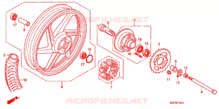 ACHTER WIEL (MOULURE/FREIN A TAMBOUR) Honda MOTO 150 CBF 2007  CBF150M7