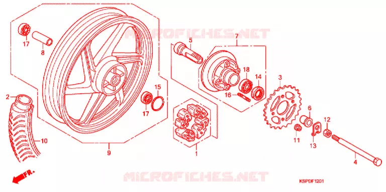 ACHTER WIEL (MOULURE/FREIN A TAMBOUR) Honda MOTO 150 CBF 2007  CBF150M7