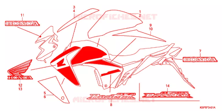 EMBLEEM/STREEP (CBF150MC) Honda MOTO 150 CBF 2012  CBF150MC