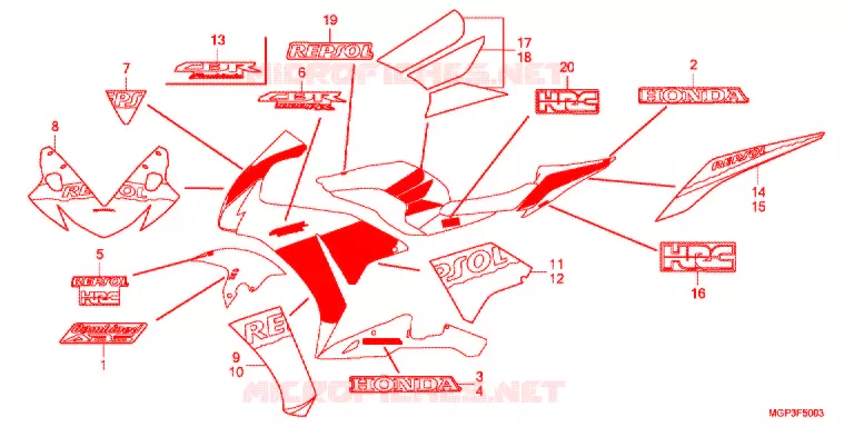 EMBLEEM/STREEP (CBR1000RRD/RAD) (REPSOL) Honda MOTO 1000 CBR 2013  CBR1000RAD