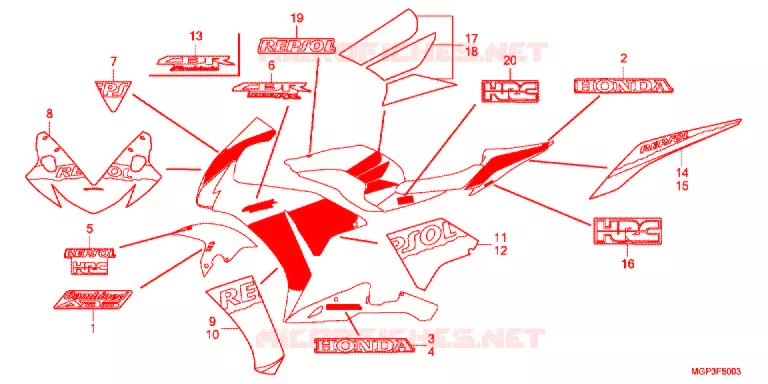 EMBLEEM/STREEP (CBR1000RRD/RAD) (REPSOL) Honda MOTO 1000 CBR 2013  CBR1000RAD