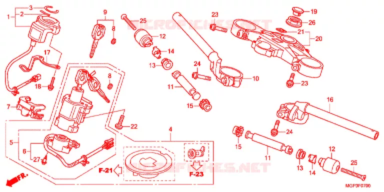 HENDEL PIJP/BOVENSTE BRUG/ STURING STANG (CBR1000RRC/D/RAC/D) Honda MOTO 1000 CBR 2013  CBR1000RAD
