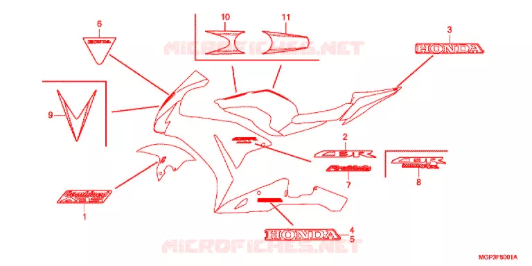 EMBLEEM/STREEP (CBR1000RRD/E/RAD/E) Honda MOTO 1000 CBR 2013  CBR1000RAD
