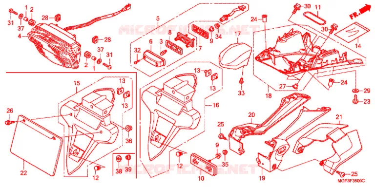 ACHTERLICHT(2) Honda MOTO 1000 CBR 2012  CBR1000RRC
