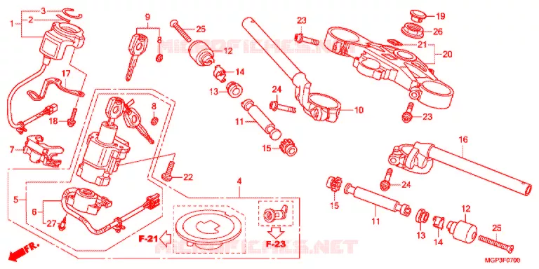 HENDEL PIJP/BOVENSTE BRUG/ STURING STANG (CBR1000RRC/D/RAC/D) Honda MOTO 1000 CBR 2012  CBR1000RRC