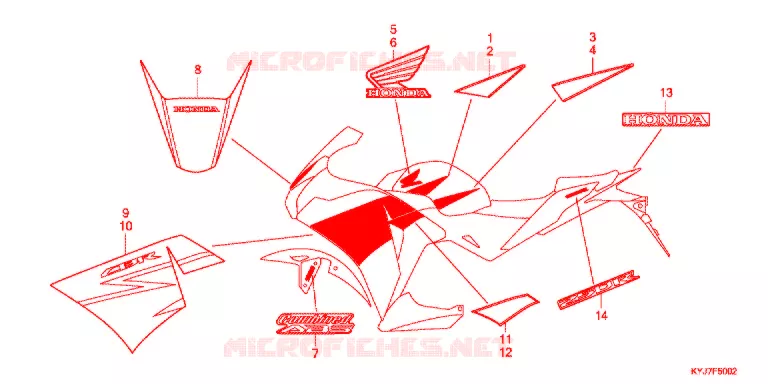 EMBLEEM/STREEP (CBR250RD/RAD-3F,3RU,4E,5ED) Honda MOTO 250 CBR 2013  CBR250RD