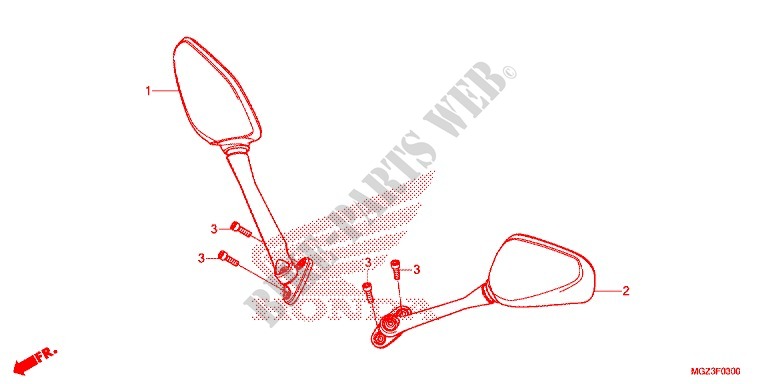 SPIEGEL voor Honda CBR 500 R ABS BLANCHE 2013