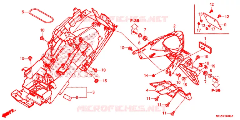 ACHTER STROOMLIJNKAP Honda MOTO 500 CBR 2013  CBR500RAD