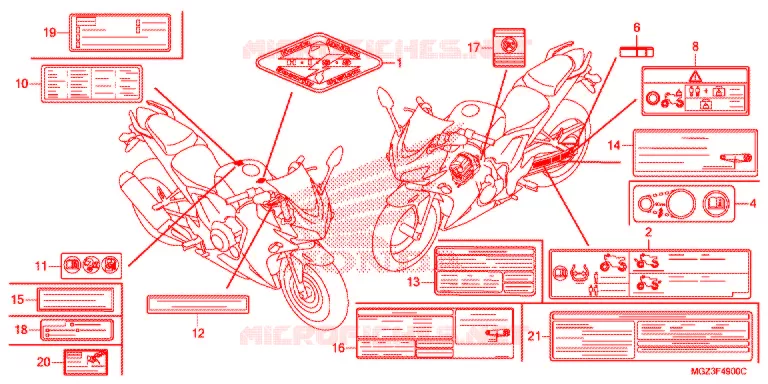 WAARSCHUWINGSLABEL(1) Honda MOTO 500 CBR 2013  CBR500RAD
