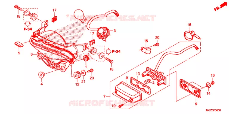 ACHTERLICHT(2) Honda MOTO 500 CBR 2013  CBR500RAD