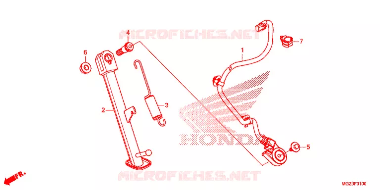 HOOFD STANDAARD/REMPEDAAL Honda MOTO 500 CBR 2013  CBR500RAD