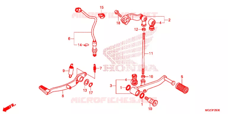 HOOFD STANDAARD/REMPEDAAL Honda MOTO 500 CBR 2015  CBR500RAE