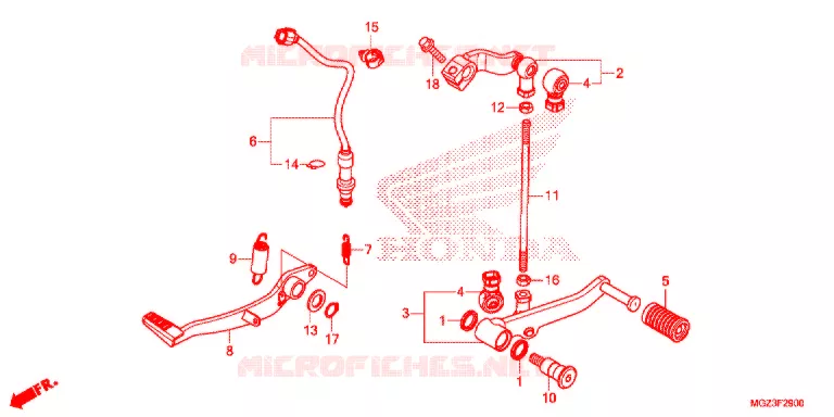 HOOFD STANDAARD/REMPEDAAL Honda MOTO 500 CBR 2014  CBR500RAE