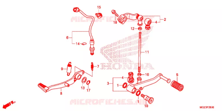 HOOFD STANDAARD/REMPEDAAL Honda MOTO 500 CBR 2013  CBR500RD