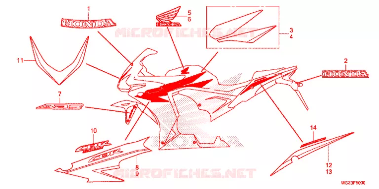 EMBLEEM/STREEP (CBR500RD/RAD) (CBR500RE/RAE-CH) Honda MOTO 500 CBR 2013  CBR500RD