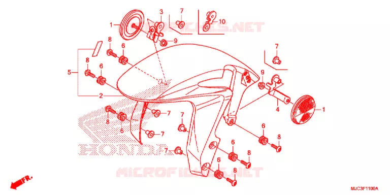 VOORSPATBORD Honda MOTO 600 CBR 2013  CBR600RAD