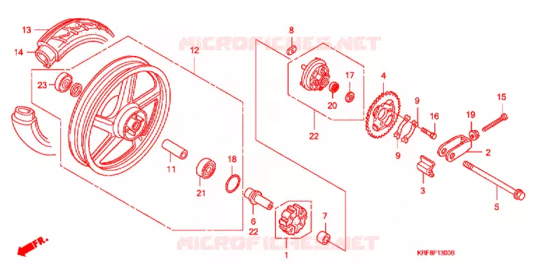 ACHTER WIEL (MOULURE) Honda MOTO 125 CG 2003  CGL1251WH3