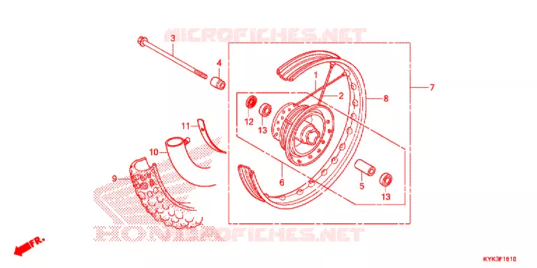 VOOR WIEL Honda MOTO 110 CRF 2014  CRF110FE