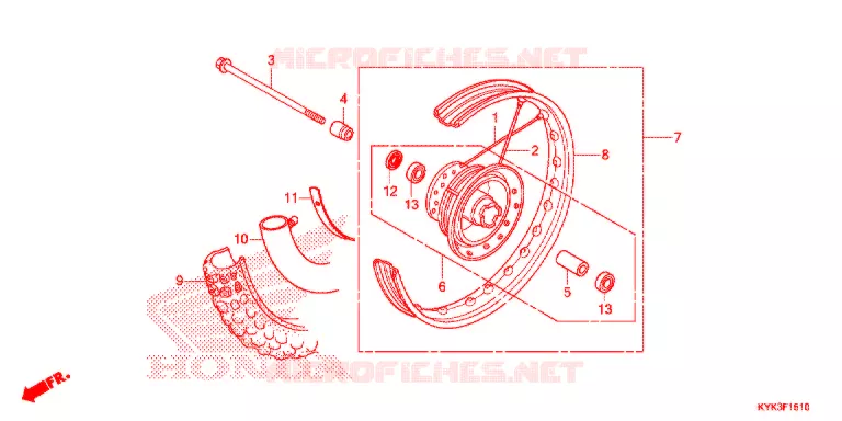 VOOR WIEL Honda MOTO 110 CRF 2015  CRF110FE