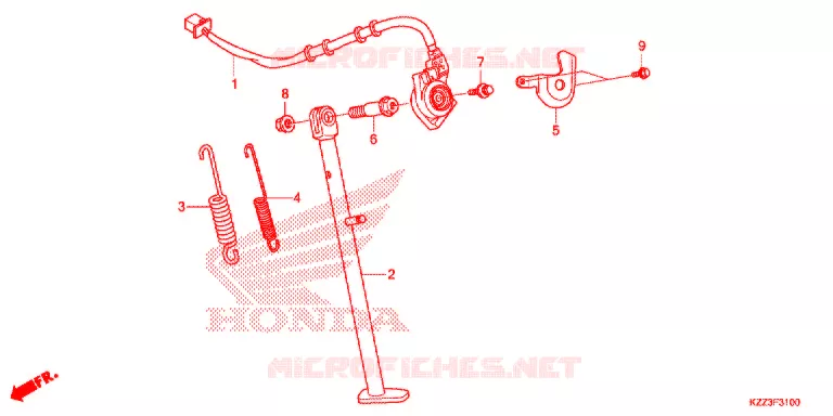 HOOFD STANDAARD/REMPEDAAL Honda MOTO 250 CRF 2013  CRF250LD