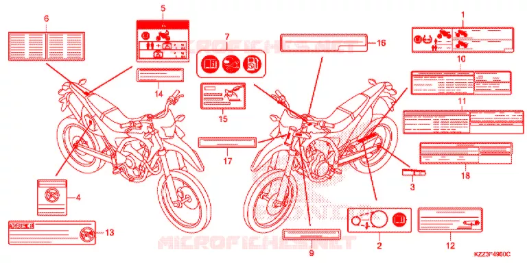 WAARSCHUWINGSLABEL(1) Honda MOTO 250 CRF 2013  CRF250LD
