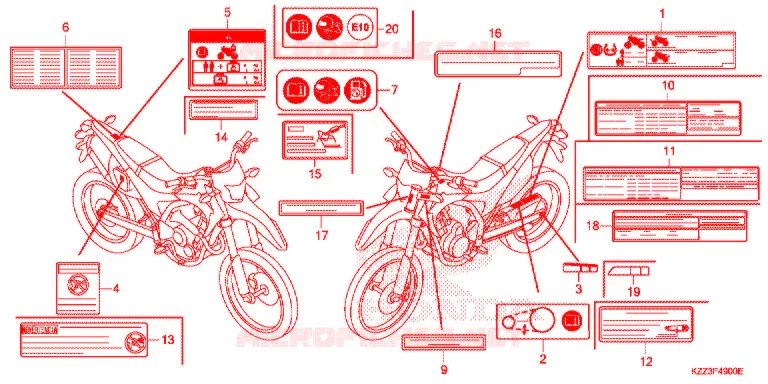 WAARSCHUWINGSLABEL(1) Honda MOTO 250 CRF 2014  CRF250LD