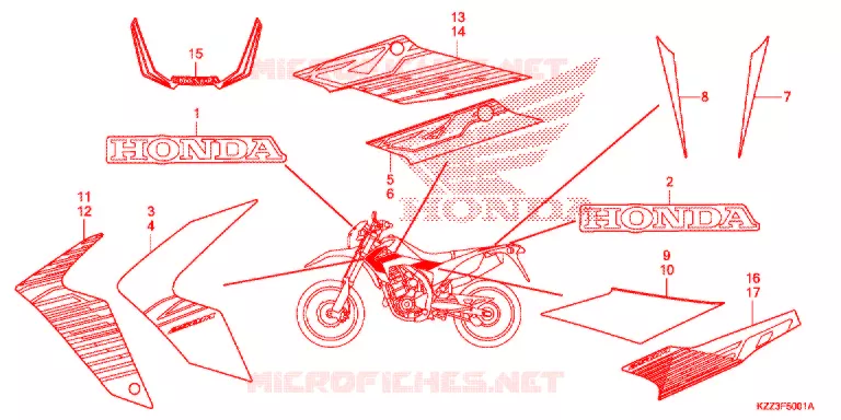 EMBLEEM/STREEP (CRF250M) Honda MOTO 250 CRF 2014  CRF250ME