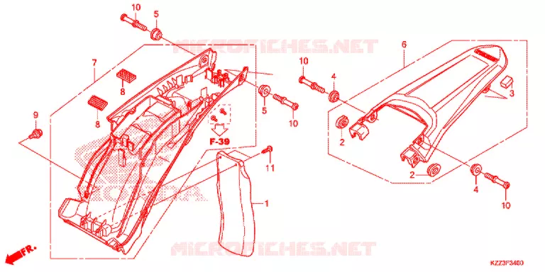 ACHTER STROOMLIJNKAP Honda MOTO 250 CRF 2014  CRF250ME