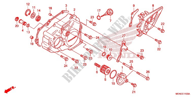 LINKS KRUKAS AFDEKKING/ GENERATOR(2) voor Honda CRF 450 R 2013