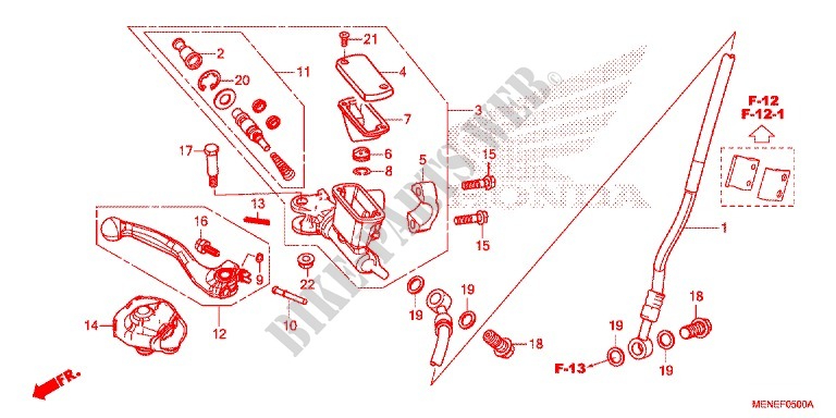 VOOR REM HOOFD CILINDER voor Honda CRF 450 R 2013